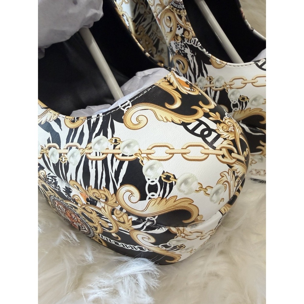 Bamboo‎ Size 8 Tiger Baroque Print Platform Block Heel Mary Jane Women's Shoes - Picture 3 of 11